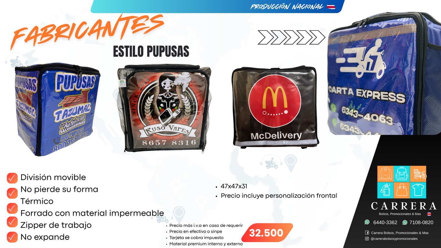 Bolso Delivery Estilo Pupusas